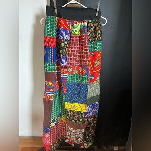 Vintage 70s Boho Hippie Prairiecore Patchwork Maxi Wrap Skirt Size S/M